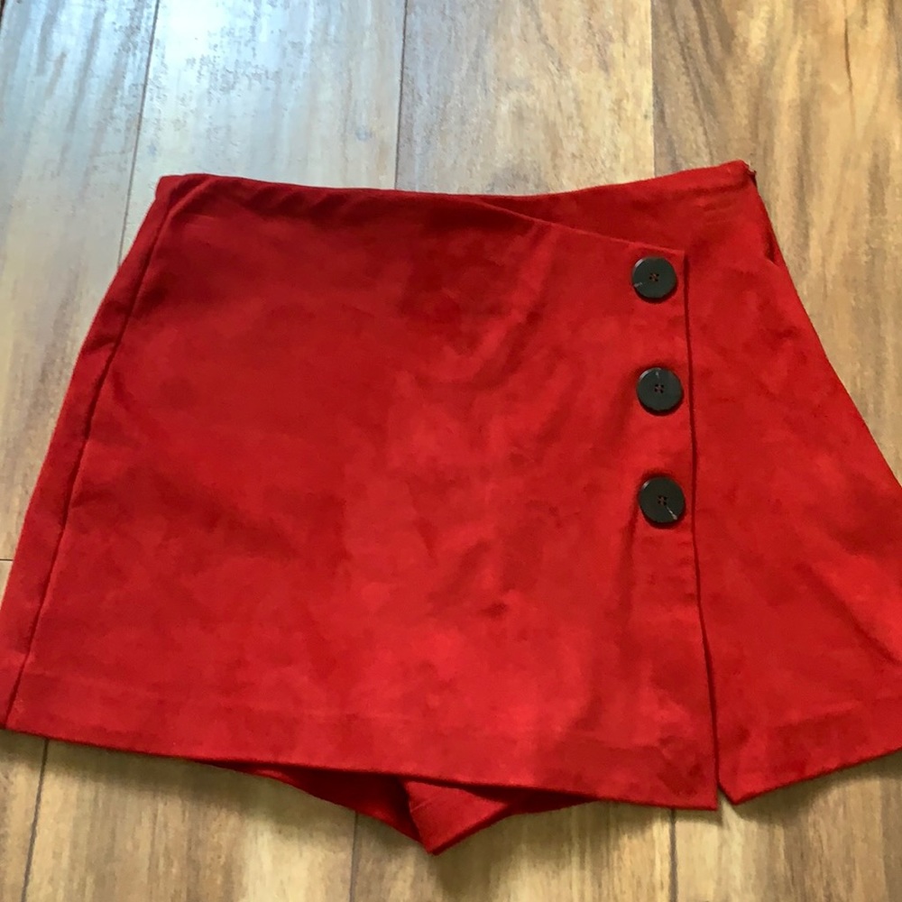 Zara trf red suede skort